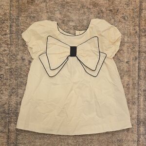 Zara Cream Dress with Black Bow Trim - Kids Formal